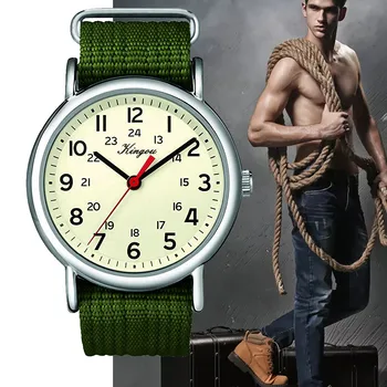 

Men Quartz Watch Fashionable And Cool Full Arabic Numerals And 24-hour Military Time Nylon Strap Watch Limited Edition Relogio