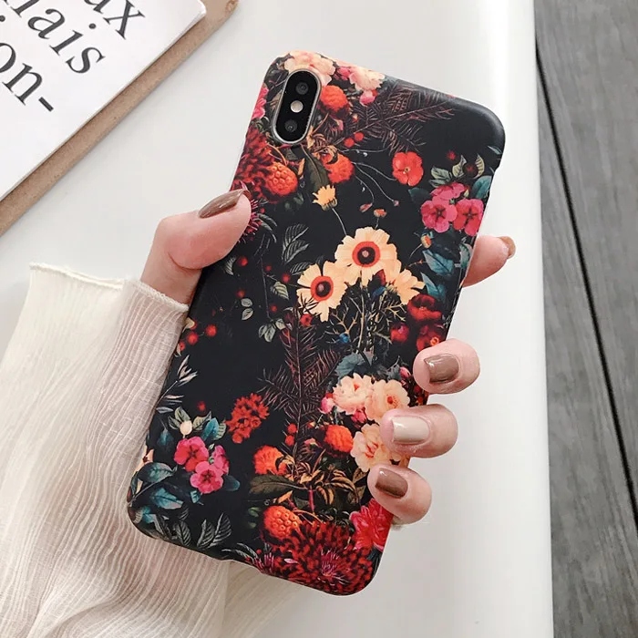 Style 5 Ретро цветной цветочный чехол для телефона iphone XR XS Max X 6 6S 7 8 Plus, летний матовый мягкий чехол IMD с цветами - Цвет: Style 5