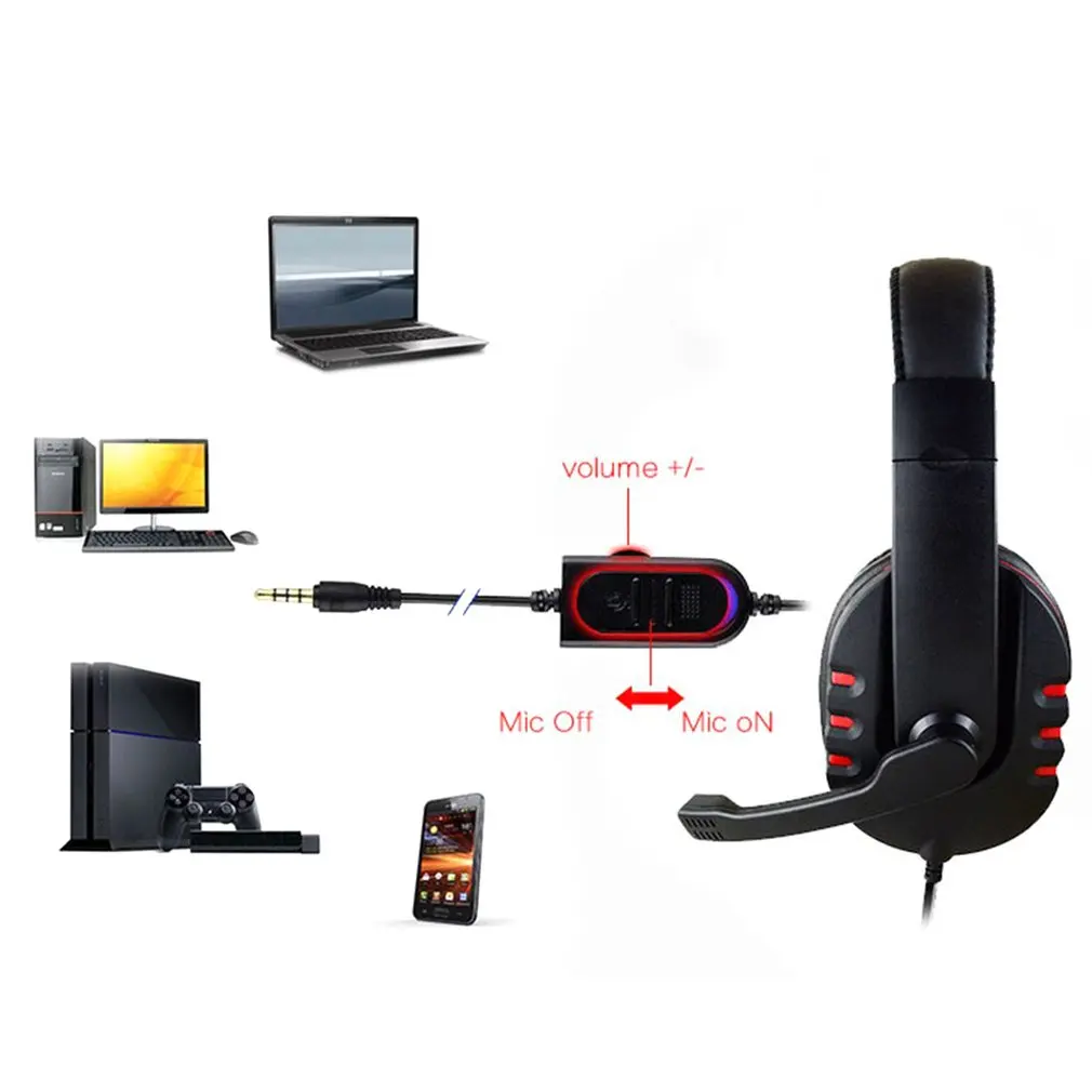 Wired Gaming Headphones 40mm Driver Bass Stereo with Mic 3 5mm Jack Headsets Noise Isolating for PS4 for XBOX ONE PC Mic