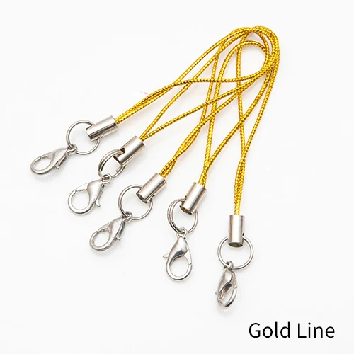 Gold Line 500pcs 500 шт цветные застежки для лобстера, шнурок для сотового телефона, Лариат, мобильные ремни, очаровательные нейлоновые брелоки, цепочка для ключей, подвеска для рукоделия - Цвет: Gold Line 500pcs