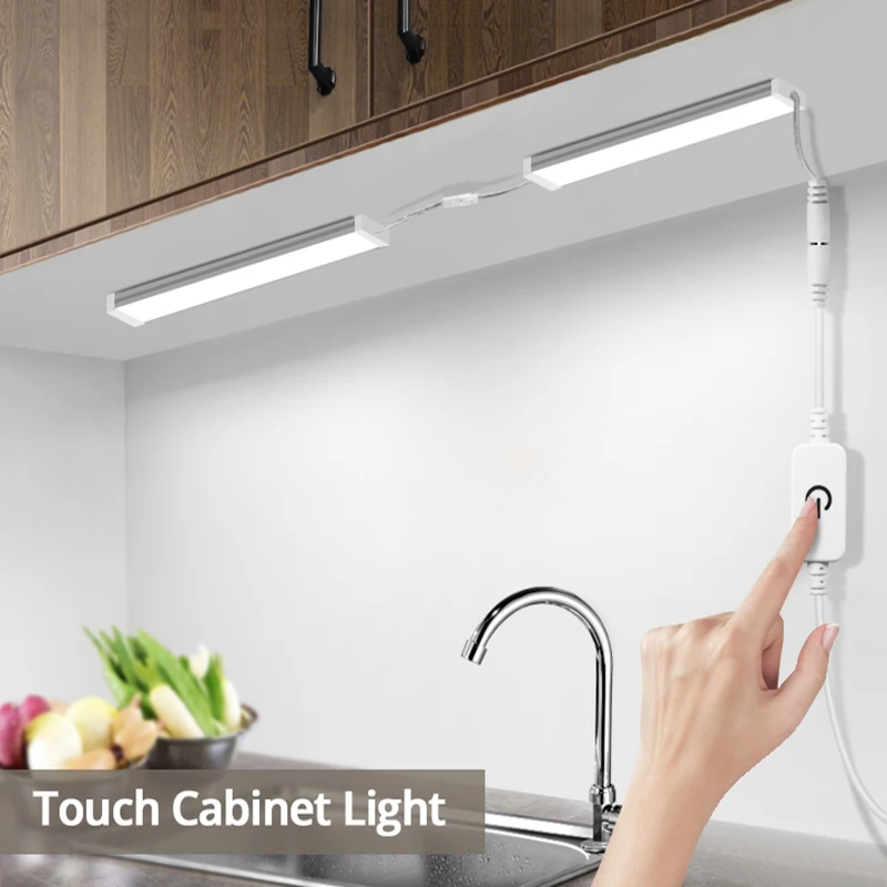 LED Under Cabinet Cupboard Strip Light Touch Switch/Plug /Connector Home Kitchen 