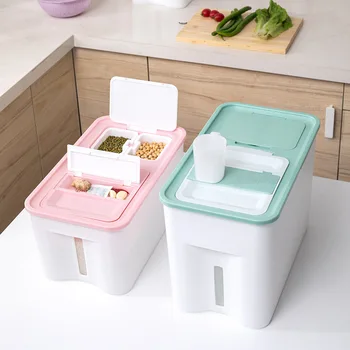 

High Capacity Rice Storage Bins Sealed Moisture-proof Seasoning Box Insect-proof Multigrain Bucket Freshness Tank Kitchen Tools