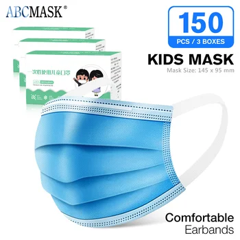 

150pcs/3box chirldren medical Disposable mask 3 Layer Ply Filter Mask mouth Face mask Breathable Earloops surgical masks
