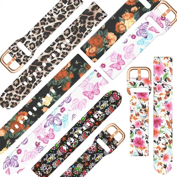 

20mm Floral Bands for Samsung Galaxy Watch Active Bands/Active 2 Strap/Amazfit/Galaxy Watch 40mm 42mm Band Sports Correa belt