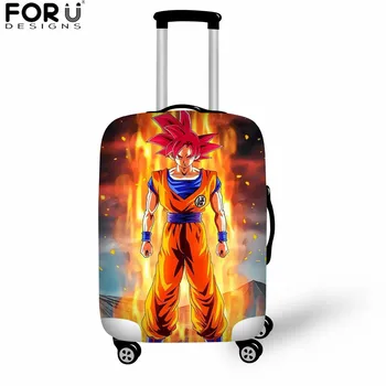 

FORUDESIGNS Cartoon Dragon Ball Print Men's Travel Accessories Luggage Cover Stretch Goku Super Saiyan God Suitcase Cover