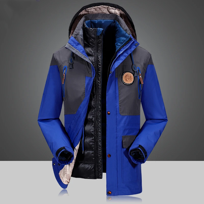 Man Top Quality Detachable Waterproof Windbreaker Outwear 75% White Duck Down Coat 4XL 2 Piece Men's Winter Duck Down Jacket