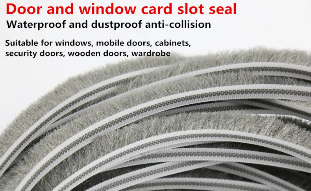 

5/6/7mm 10M/lot Elastic straight hair sealing strip Door/Window Groove Nylon Pile Brush Seal Weatherstrip Dust Proof Strip