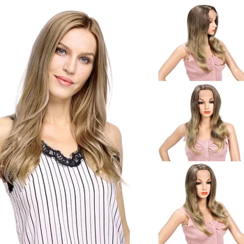 

Natifah Ombre Blonde Wig Synthetic Wigs 150% Density Lace Front Wig Blonde Golden Wavy Hair Side Part for Women