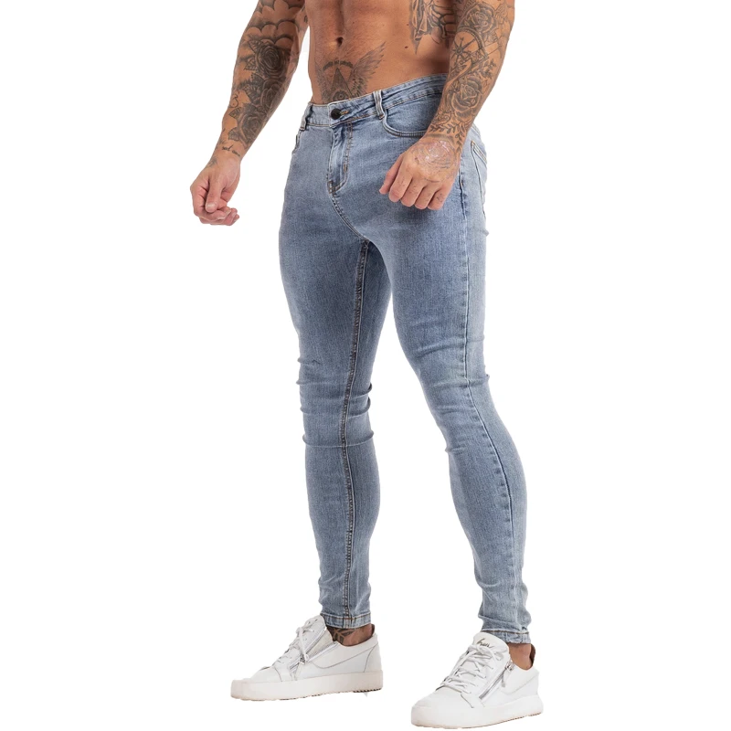 GINGTTO Skinny Jeans Men Blue Denim Pants Male Hip Hop Mens Trousers Clothing Stretch High Waist Streetwear Hot Sale zm125