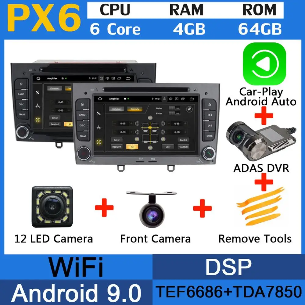 5 USB порт PX6/Восьмиядерный Android 9,0 автомобильный dvd-плеер для peugeot 408 2010 2011 peugeot 308 2008 2009 2011 Автомобильный Радио gps DSP - Цвет: PX6-Adas-Carplay