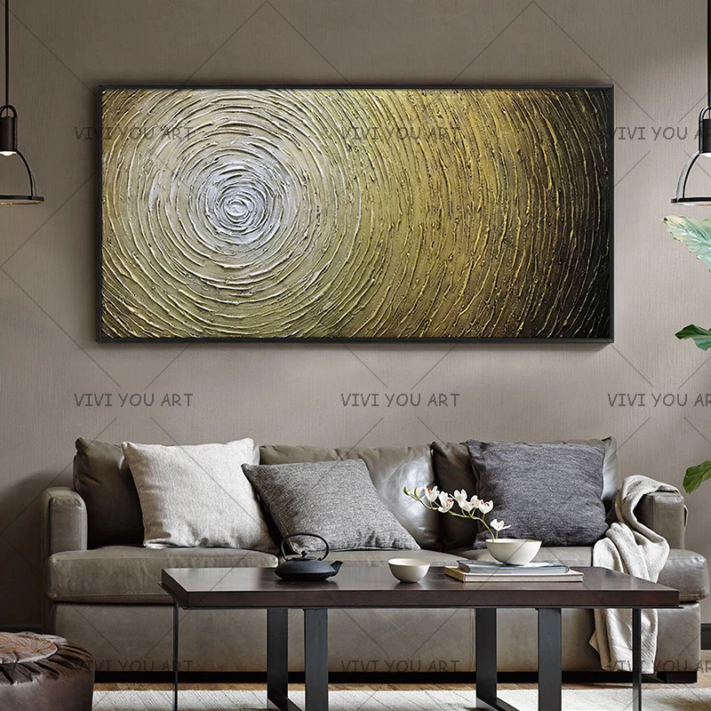 

Big Size Hand-painted Contemporary Wall Art Golden Abstract Oil Painting on Canvas Interior Design Art Golden Oil Painting