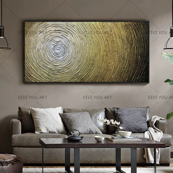 

Big Size Hand-painted Contemporary Wall Art Golden Abstract Oil Painting on Canvas Interior Design Art Golden Oil Painting