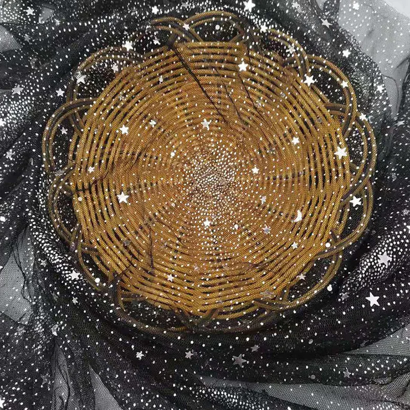 Звезды Луна посыпать золотой блестка мягкий и износостойкий тюль ткань ширина 122 см для свадебной вечеринки сценическое платье Декор ткань