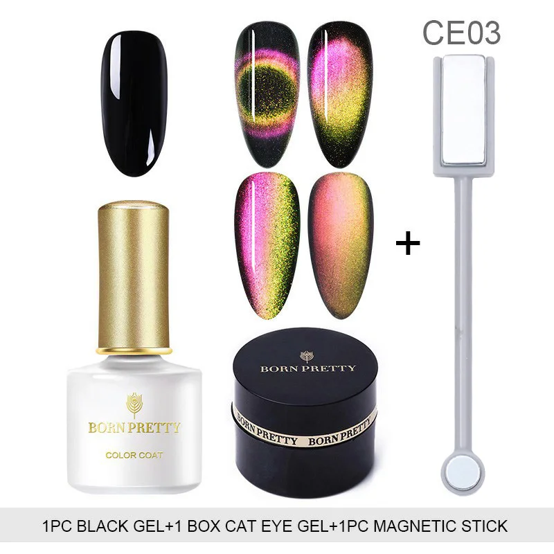 3Pcs Set 3 BORN PRETTY 5ml 9D Magnetic Cat Eye Nail Gel Polish Soak Off UV LED Nails Varnish Galaxy Star Magnet Nail Art Manicure Lacquer - Цвет: 3Pcs Set 3