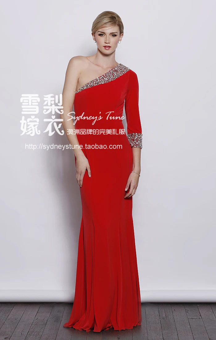 Robe de soiree Новая мода vestido de festa curto одно плечо Бисероплетение вышитое Стразами Вечернее платье платья для матери невесты