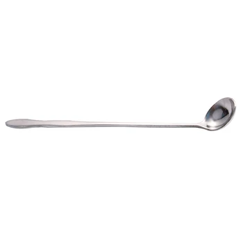 

Ergonomics Coffee Honey Tea Ice Cream Kitchen Tools Long Handle Dessert Stainless Steel Round Mixing Spoon