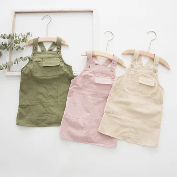 

WLG girls strap dresses kids beige green pink casual dress baby girl autumn dresses