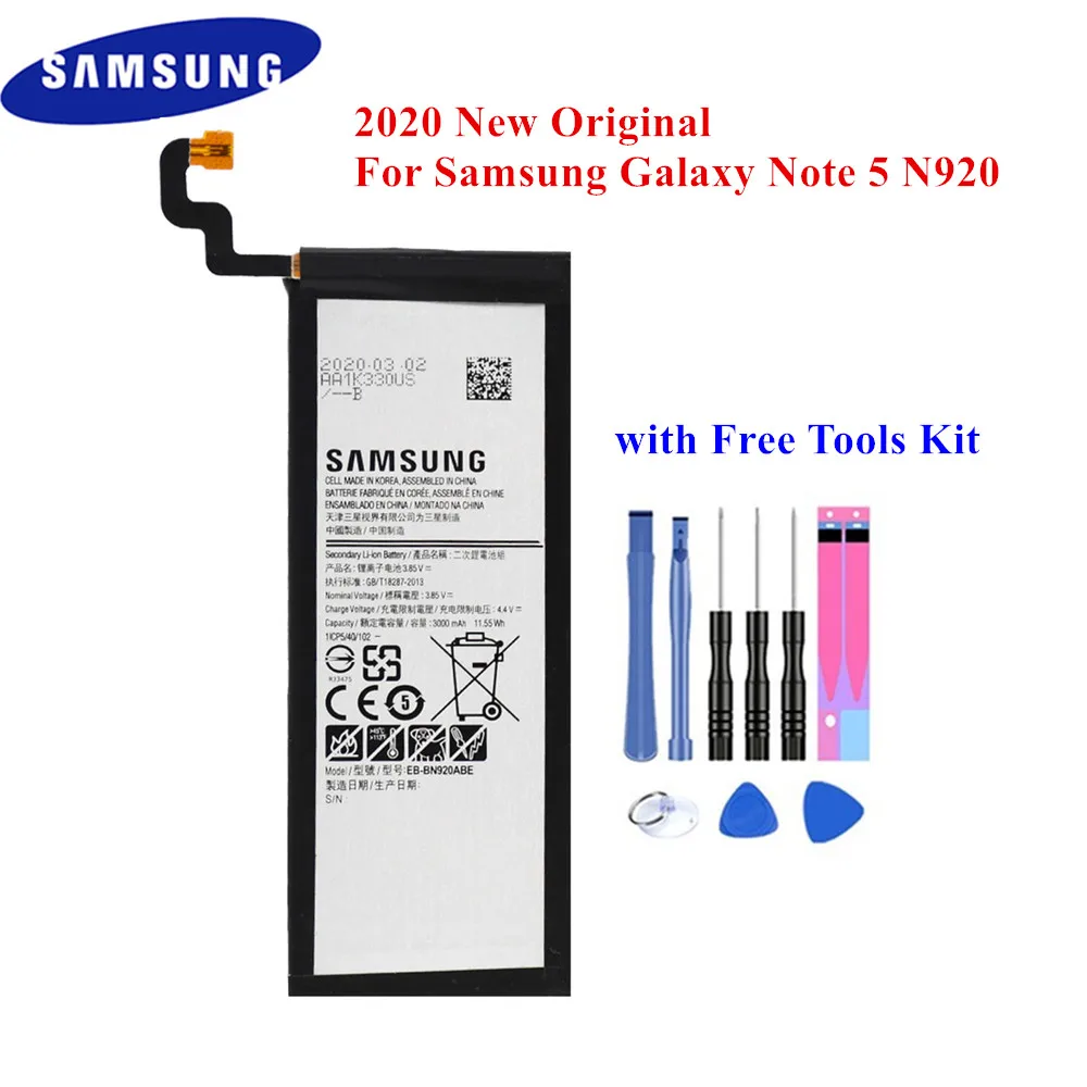 2020 новый оригинальный аккумулятор для Samsung Galaxy Note 5 SM-N920 N920F N920T N920A N920I N920G N9200 EB-BN920ABE