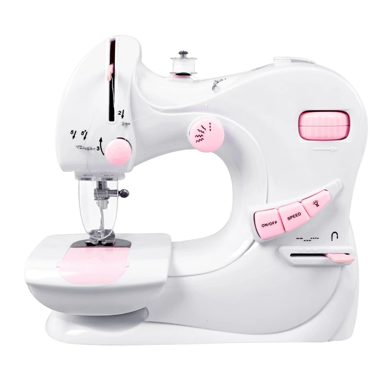 

Household Mini Electric Sewing Machine Mini Sewing Machine With Catcher Desktop Two-Needle Manual Sewing Machine Us Plug