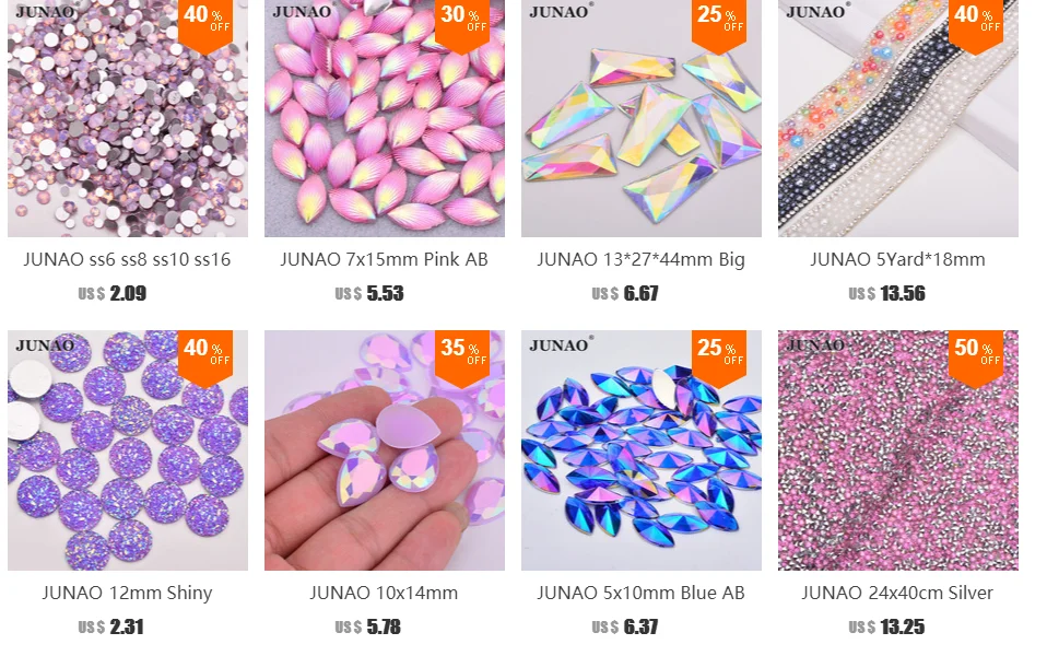 JUNAO SS6 блестящая цветная AB клеевые стеклянные стразы со стразами сетка отделка Кристалл тканевая лента с бантиками аппликация из страз для платья DIY ремесло