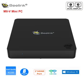 

Beelink MII-V Mini PC Intel Apollo Lake N3350 4GB RAM DDR4L 64/128GB Support Dual Display Windows10 2.4GHz+5.8GHz Dual-Band WiFi