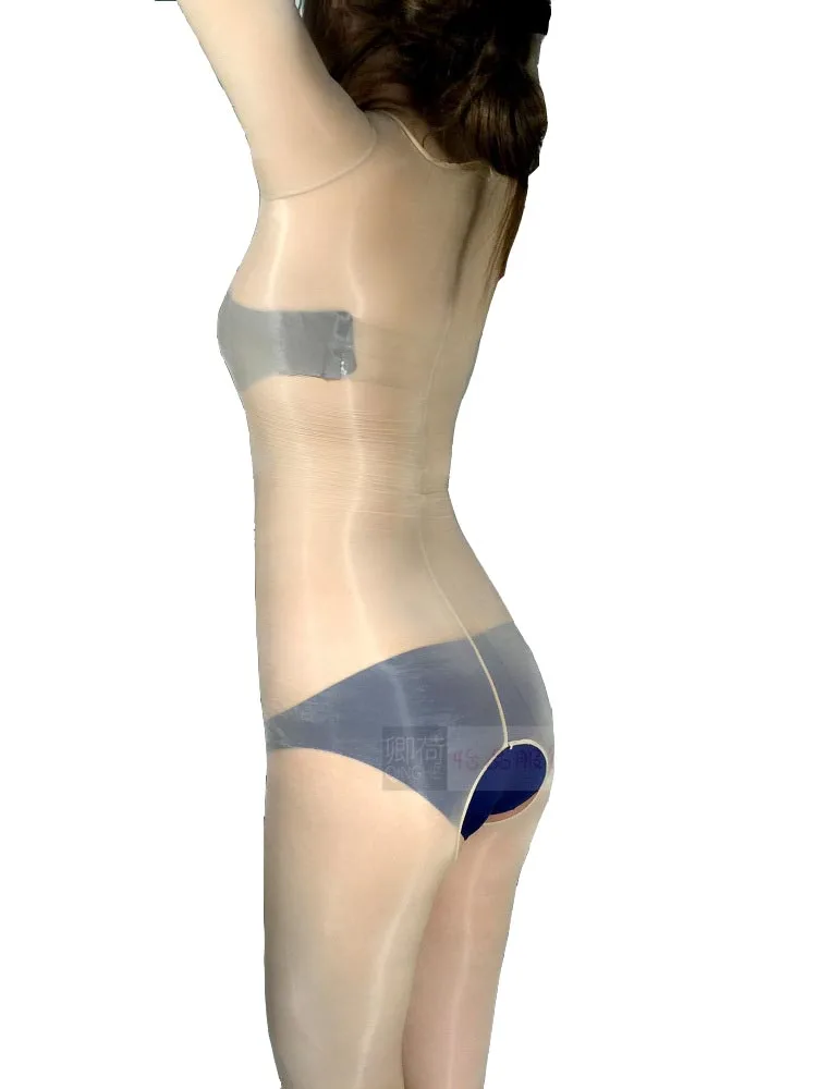 Женские сексуальные блестящие чулки с длинными рукавами, блестящие колготки 8D, прозрачный комбинезон телесного цвета