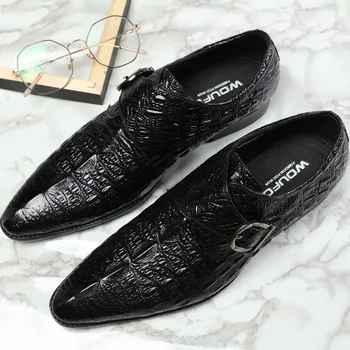 

2019 Handmade Vintage crocodile shoes Designer Luxury Party Wedding italian shoes Genuine Leather Oxford Dress Shoes