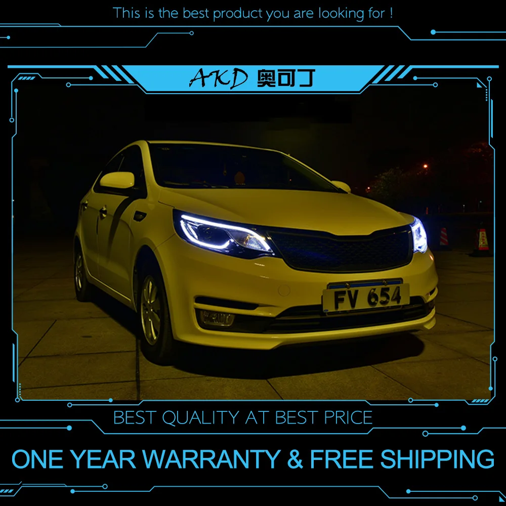 AKD тюнинг автомобильных фар для KIA K2 RIO 2011 2014 светодиодные фары DRL ходовые огни Bi Xenon