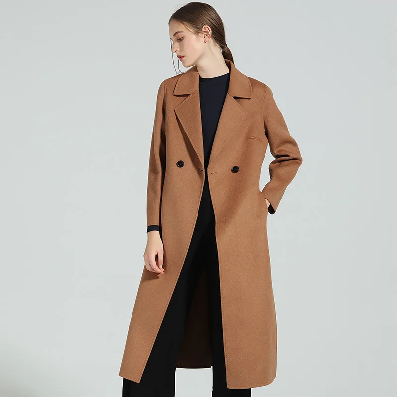 

Coat Wool Women Autumn Winter Female Jacket Long Women's Cashmere Coats Belt 2020 Double-sided Woolen Jackets HN585 's s en s
