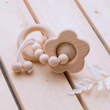 

1pc Beech Wooden Animal Bracelet Teething Ring Baby Toys Baby Toys Stroller Game Wooden Beads for Kids Teeth Care 2020 Newly