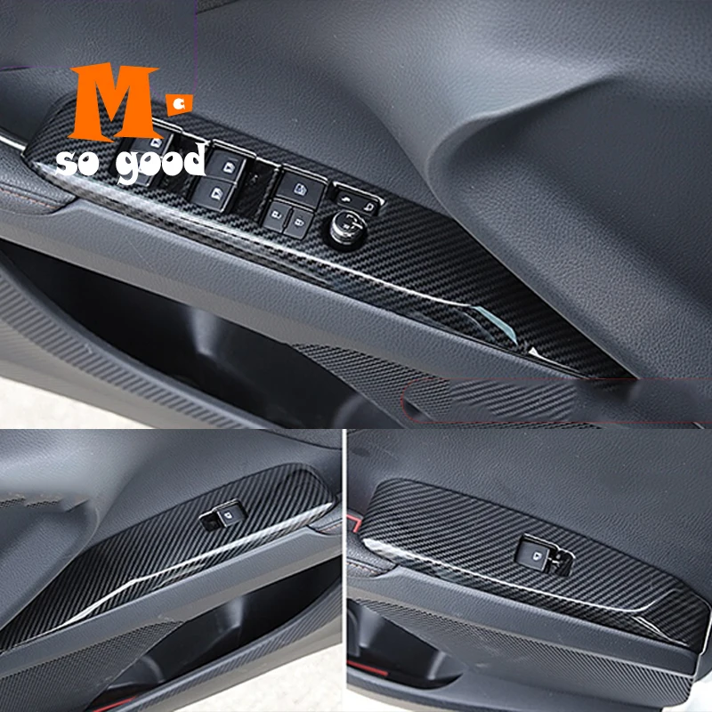 

Sticker Shell for Toyota Camry 2018 ABS Carbon Fiber Door Armrest Window Glass Lift Control Button Panel Cover Trim Accessories