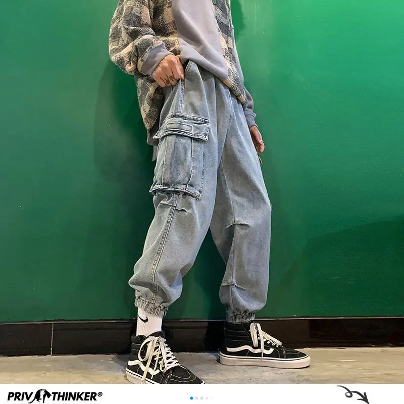 Privathinker Man 2020 High Street Hip Hop Fashion Jeans Men's Tooling Pocket Harajuku Summer Denim Harem Pants Male Casual Jeans Privathinker Man 2020 High Street Hip Hop Fashion Jeans Men's Tooling Pocket Harajuku Summer Denim Harem Pants Male Casual Jeans