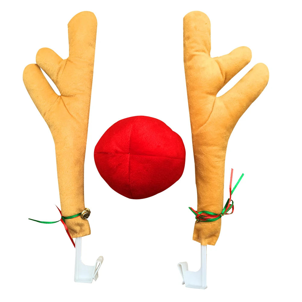 

1 Set Christmas Car Decor Car Trucks SUV Auto Reindeer Xmas Elk Nose Decorative Antler Costume Decoration Christmas Decorations