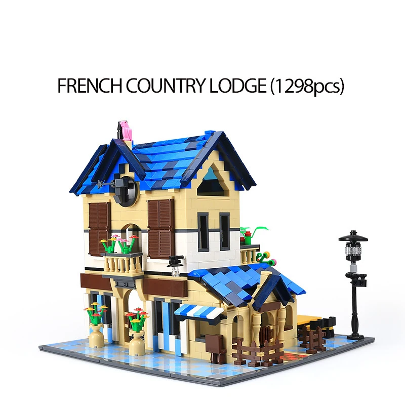 

1298pcs French country lodge villa building blocks Architecture model legoedly assembled educational toys gifts for children