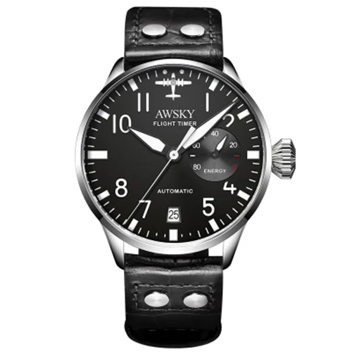 black dial Новые мужские автоматические часы пилота диаметр 41,5 мм сапфировое стекло 50 м водонепроницаемые Модные мужские наручные часы из нержавеющей стали - Цвет: black dial