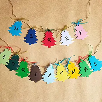 

120pcs Christmas Decoration Christmas Tree Gift Tag Signage With Organza Ribbon Holiday Season Party Gift Tag Decorations