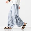 Men Linen Harem Pants Men Breathable Solid Color Irregular Wide Leg Pants Male Street White HanFu Kongfu Skirt Trousers 5XL 2