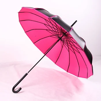 

Long-handle Pagoda Umbrella Women Black Coating Anti-UV Sunscreen Parasol Windproof Dual-use Sunny And Rain Princess Umbrellas