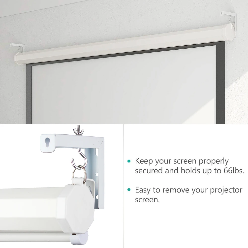 ProGaga Projector Screen Mounting Hook Stand L-Bracket Wall Hanging Mount Kit Adjustable Extension Screws Movie Screen Placement Projector Ceiling Bracket