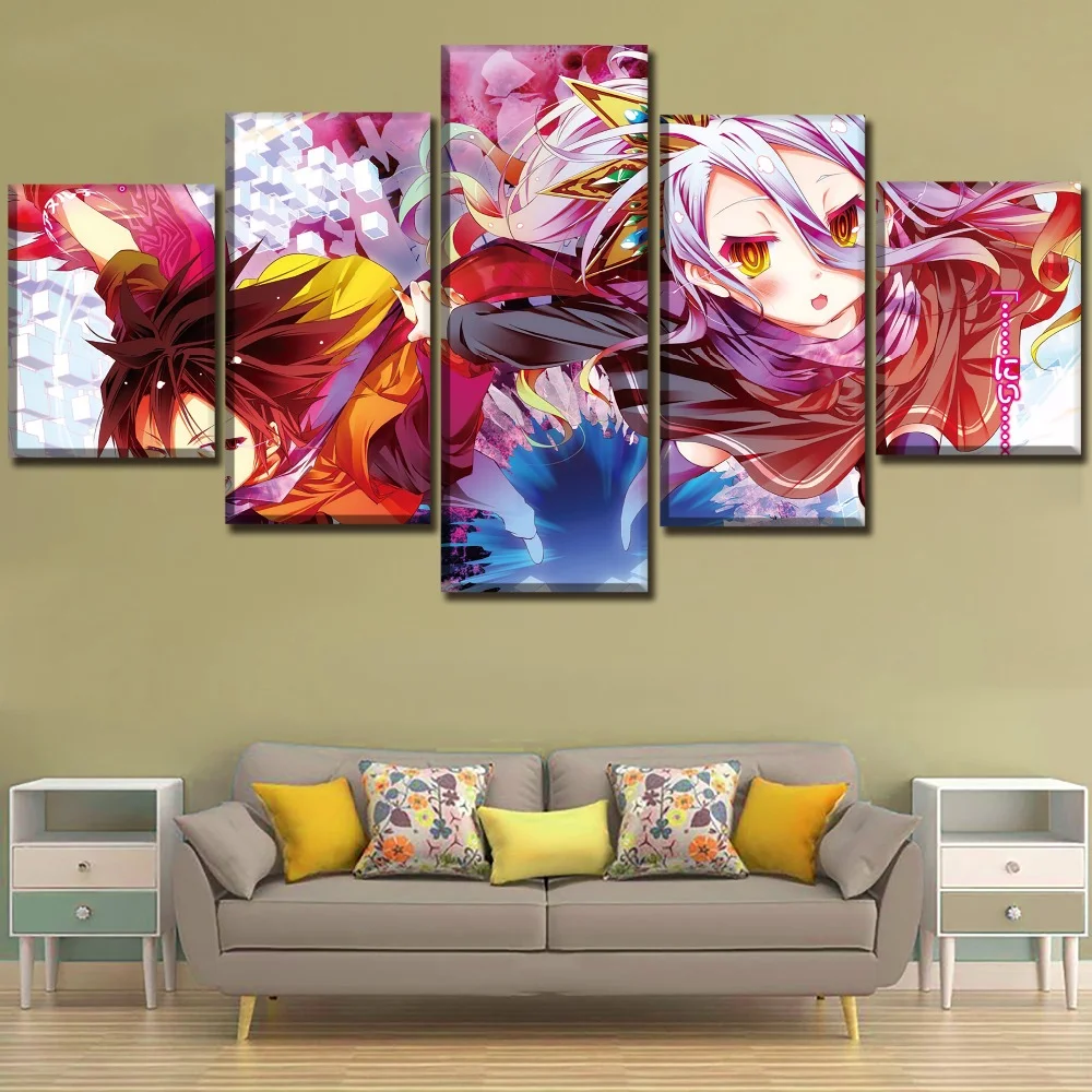 5 Pieces Wall Art Canvas Painting Animation Poster Wall Art Home Modern
