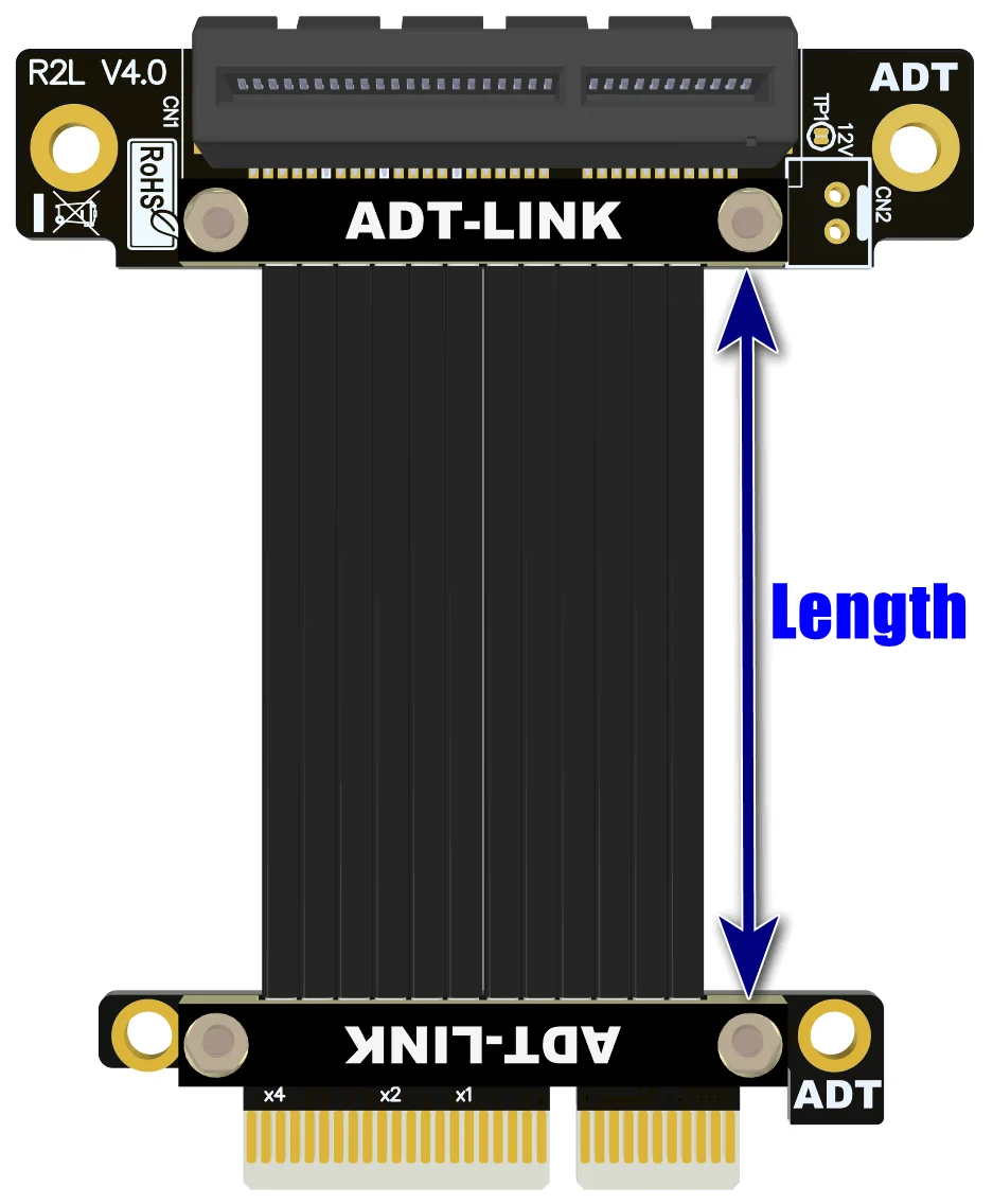 Pcie 4.0 x4 Adt-link Pci Express 4.0 x4 Cabo de Extensão Vertical 90 Graus R2sl 4.0 Cabos de computador e conectores - Imagem 4