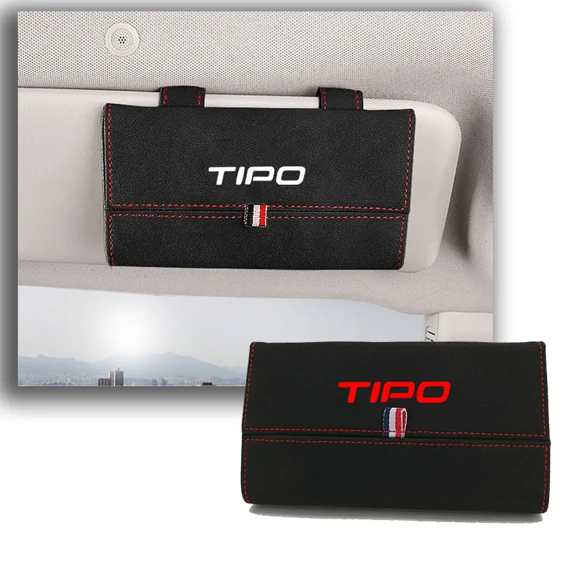 1pc For Fiat Tipo Flocking Car Glasses Box Storage Holder Magnetic Auto Sunglasses Case Sunglasses Holder Organizer Accessories