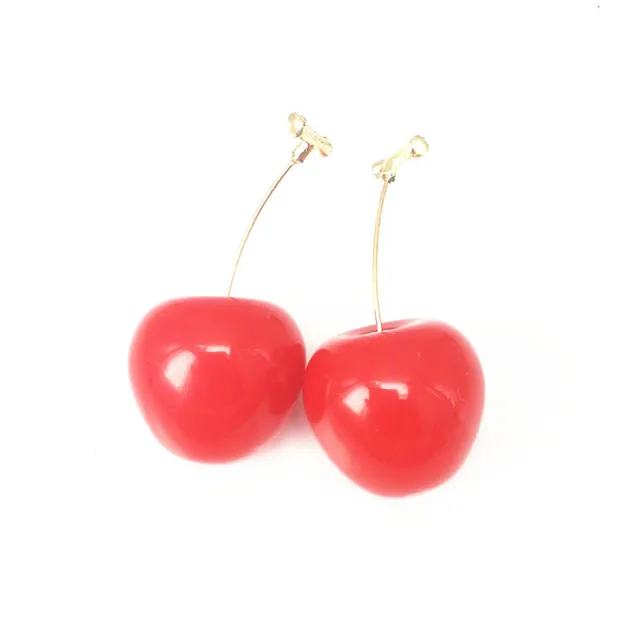 Red Cherry Gold Drop Earrings 4