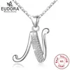 EUDORA Sterling Silver Large initial letter necklace large letter writing letters 26 A-Z pendant monogram necklace women's gift ► Photo 1/6