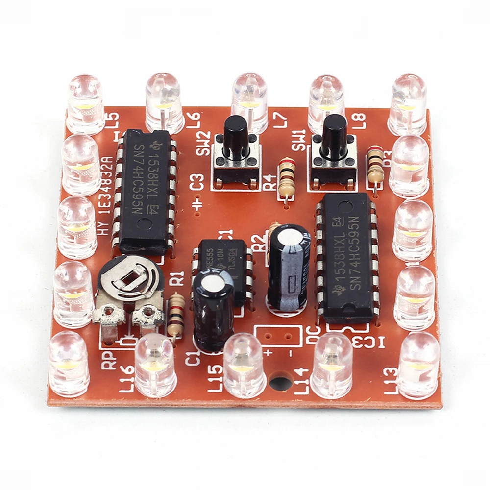 NE555+74HC595 DIY Electronic Kit 16Bit 16 Channel Light Water Flowing Lights LED Module Kit Running Light Welding Practice Board led light led modules led module