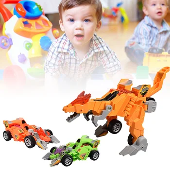 

LED Deformation Car Toy Dinosaur Playing Toys with Light Music Gifts for Kids FJ88
