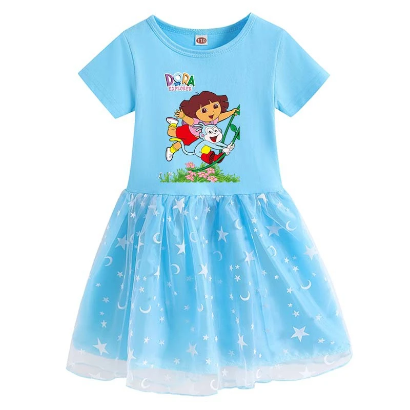 velvet dress 2021 New Summer Girls Dora Dress Birthday Party Princess Dress Halloween Christmas Costume Children Toddler Children days Dress princess dress