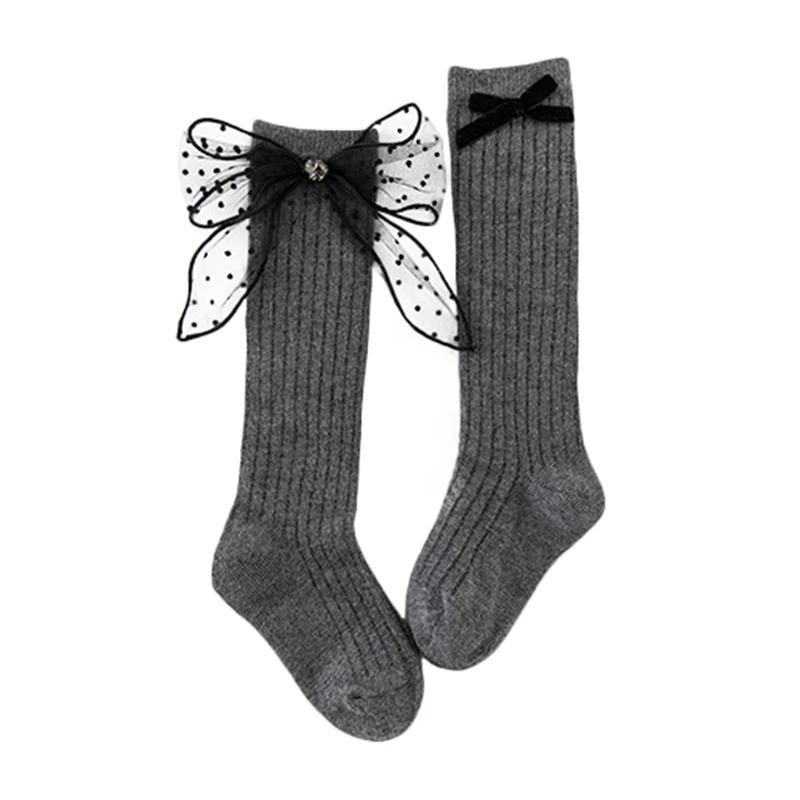 XL3084D Детские повседневные носки милые носки для маленьких девочек хлопковые длинные носки с кружевным бантом вечерние мягкие гетры для малышей, От 0 до 6 лет - Цвет: XL3084D