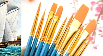

10pcs Artist Brush Set Acrylic Watercolor Round pointed tip nylon hair