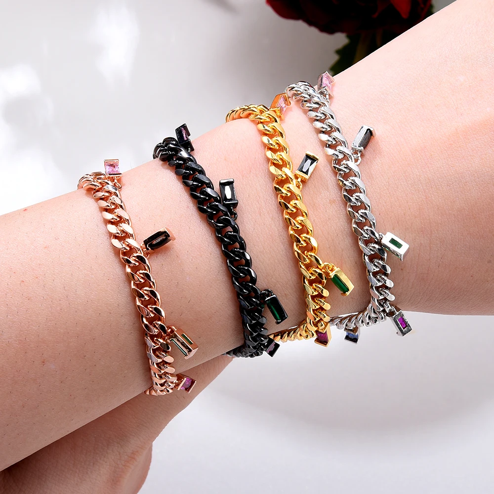 Siscathy 2022 New Fashion Metal Chains Cuff Bracelet Black Silver Color Bangle Fine Jewelry For Women Accessories On Hand Gifts